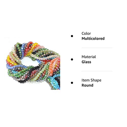 Catotrem Faceted Glass Crystal Beads Strands Briolette Rondelle Crystal Beads Spacer for Jewelry Making 15 Colors 1350pcs 6MM