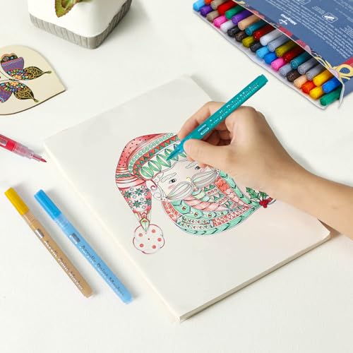 Mitoymia 36 Acrylic Paint Markers Pens for Pumpkins Painting Canvas Ceramic Rocks Wood Plastic Craft Supplies for Graffiti Christmas Easter Egg