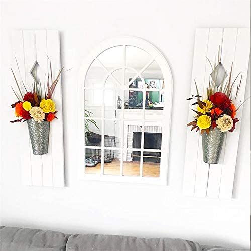 Mkono Galvanized Metal Wall Planter Farmhouse Wall Vase for Artificial Plants Flowers, Rustic Hanging Fake Flowers Holder Country Home Bedroom Living Room Decor Set of 2, Silver, Small