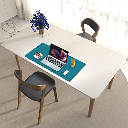 Leather Desk Pad Protector,Mouse Pad,Office Mat, Non-Slip PU Blotter,Laptop Pad,Waterproof Writing for Office and Home (Turquoise,31.5" x 15.7")