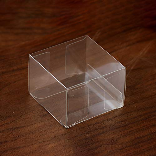 Newbested 100 Pack Clear Plastic Macaron Boxes,Transparent Chocolate Candy Cookies Malt Balls Mini Gift Packing Boxes for Valentine's Day Wedding Party Baby Shower Display(2.17" x 2.17" x 1.38")