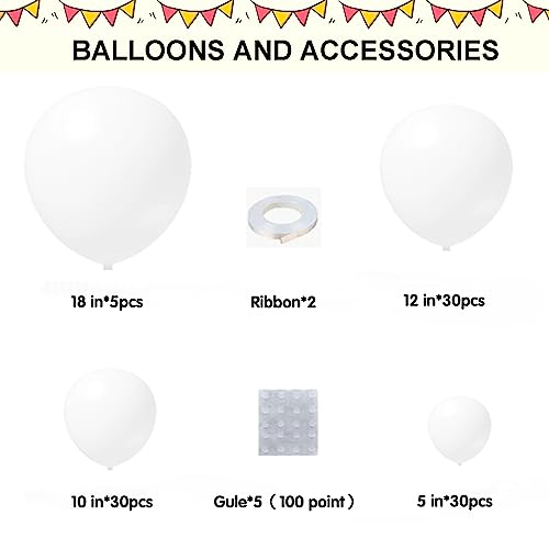 WXX 95pcs White Balloons Different Sizes 18 12 10 5 Inch for Garland Arch,Premium Party Latex Balloons for Birthday Party Graduation Wedding Anniversary Baby Shower Party Decoration