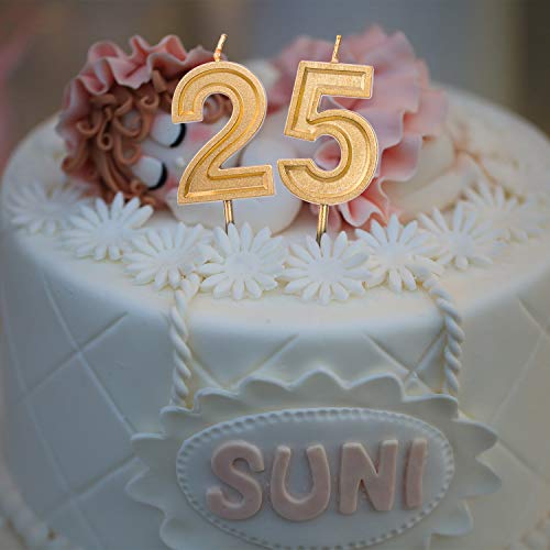 LUTER Gold Glitter Happy Birthday Cake Candles Number Candles Number 1 Birthday Candle Cake Topper Decoration for Party Kids Adults