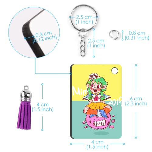 HTVRONT Sublimation Keychain Blanks Bulk - 120Pcs Sublimation Blanks Keychain with Blue Protective Film - MDF Rectangle Keychain with Tassels - Heat Transfer Keychain Blanks Double Sided