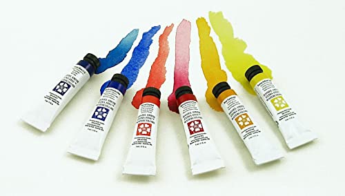 DANIEL SMITH 285610005 Extra Fine Essentials Introductory Watercolor, 6 Tubes, 5ml, Blue/Transparent/Yellow, 0.17 Fl Oz (Pack of 6)