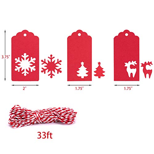 Gift Tags with Holes Present Wrap Tag Paper Small Xmas Gift Tags with Twine Vintage Gift Labels Christmas Tags Bulk 100pcs