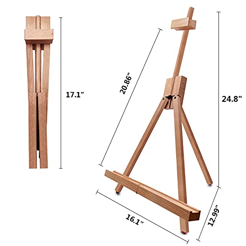 Miratuso Painting Easel, Folding Wooden Tabletop Easel Stand Holds Highest to 21" Canvas, Portable Desktop Easel Suitable for Artists, Beginners, Students