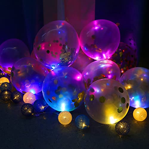 Acmee Non-Blinking Water Proof LED Mini Light Light up Paper Lanterns,Balloons,or Vase for Birthday Party or Wedding Decoration (Blue, Pack of 24)
