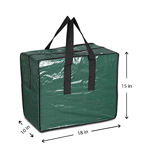 ProPik Christmas Ornaments Storage, Holiday Accessories Bag Tear-Proof Tarp 18 X 10 X 15 with Handles and Full Length Zipper (Green)