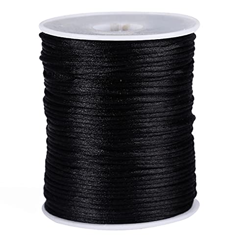 109 Yards 1.5 mm Nylon Cord Beading Satin String for Chinese Knotting Rattail Beading Macrame Friendship Bracelet Jewelry Making(Black)