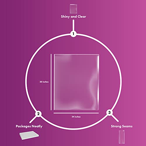 Purple Q Crafts Shrink Wrap Basket Bags 10 Pack For Gift Baskets Clear cellophane PVC Shrink Bags 24"X 30"……