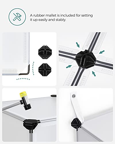 SONGMICS Cube Storage Organizer, Set of 16 Plastic Cubes, Book Shelf, Closet Organizers and Storage, Room Organization, Shelving for Bedroom Living Room, 12.2 x 48.4 x 48.4 Inches, White ULPC44L