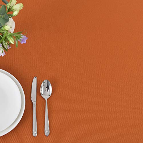 maxmill Rectangle Textured Tablecloth Waterproof Spillproof Wrinkle Free Table Cloth, Kitchen Dinning Tabletop Thanksgiving Decoration, Table Cover for Outdoor and Indoor, 52 x 70 Inch, Rust