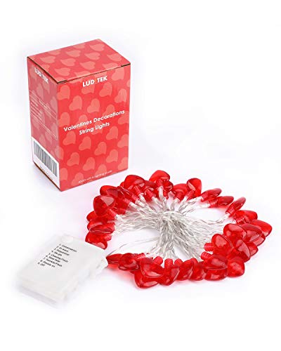 14.5ft 40LED Valentines Day Decorations String Lights, Heart Shape Hanging Garland Valentines Day Decor for Indoor Outdoor Home Room Party Wedding