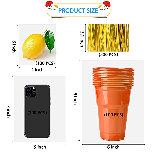 Labeol 300pcs Cellophane Treat Bags with Ties, Clear Goodie/Gift Bags For Candy, Cookie, Party Favor, Packaging, 6X9 5X7 4X6