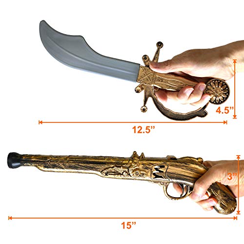 5-piece Halloween Pirate Costume Accessories for Kids, Pirate Role Play Set/Halloween Costumes for Boys/Pirate Paraphernalia