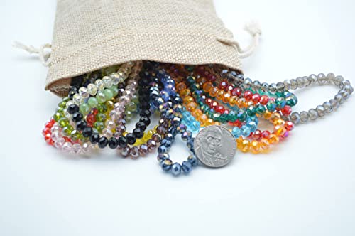 Catotrem Faceted Glass Crystal Beads Strands Briolette Rondelle Crystal Beads Spacer for Jewelry Making 15 Colors 1350pcs 6MM