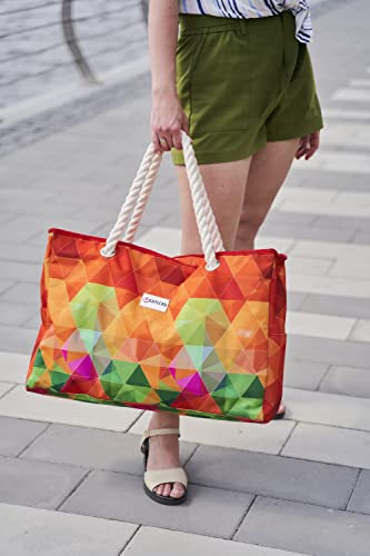 SHYLERO Beach Bag and Pool Bag. Has Airtight Pouch, Key Holder. Beach Tote is Zippered, Waterproof (IP64) - L22xH15xW10