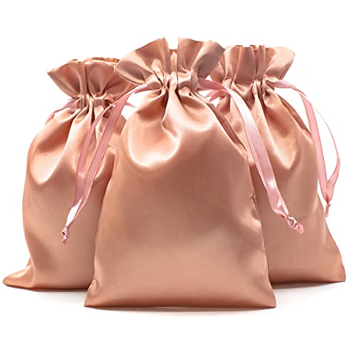 Knitial 3" x 4" Rose Gold Satin Gift Bags, Jewelry Bags, Wedding Favor Drawstring Bags Baby Shower Christmas Gift Bags 50 per Pack