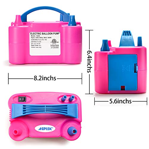 Electric Air Balloon Pump, AGPTEK 110V 600W Rose Red Portable Dual Nozzle Inflator/Blower for Party Decoration