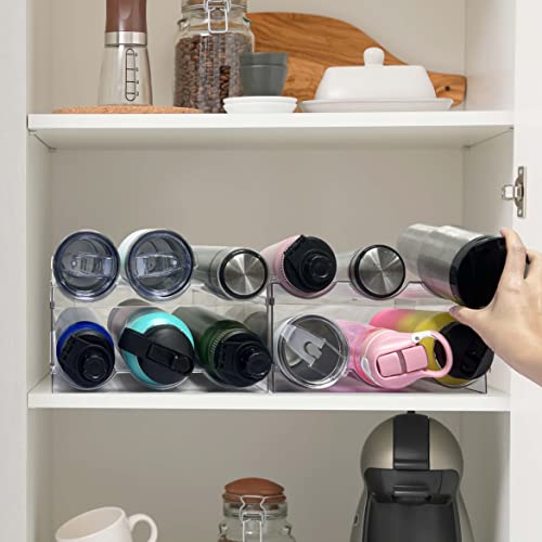 Spaclear Water Bottle Organizer, Stackable Kitchen Pantry Organization and Storage Shelf, Plastic Holder for Fridge Kitchen Cabinet Organizer and Storage, Tumbler Travel Mug Cup Organizer