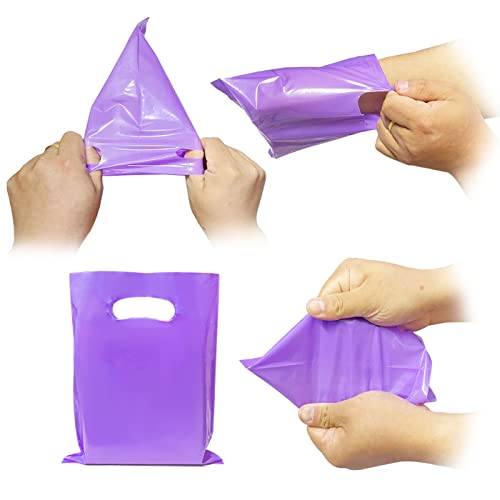 VieFantaisie Plastic Party Favor Bags Small Gift Bags, 100 PCS 6" x 8" Goodie Bags for Kids, Rainbow Party Gift Bags Bulk with Handle for Kids Birthday Party, Easter, Christmas, Halloween, 10 Colors