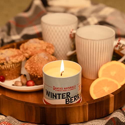 Santa's Naturals Winterberry Christmas Candle | Warm Cider Fragrance | Notes of Cinnamon, Orange, and Clove | Sustainably Sourced Soy and Beeswax | 30 Hour Burn Time | 9oz | 2 Pack