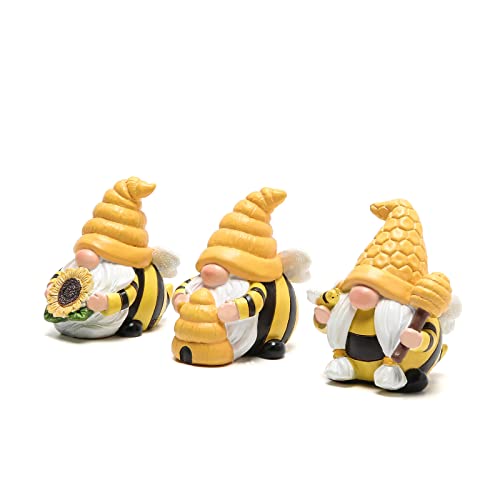 Hodao 3 PCS Bumble Bee Spring Gnome Decorations Honey Bee Gnomes Ornaments World Bee Day Decorations Gifts Fall Thanksgiving Gnomes Figurines Honey Bee Birthday Party Decor