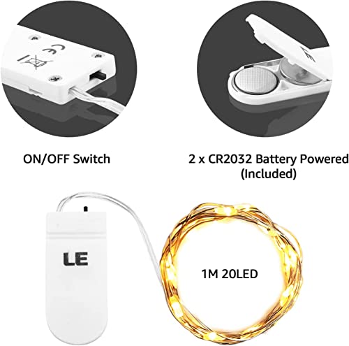 Lighting EVER Fairy Lights Battery Operated 20 LED Mini String Lights, Small Pixie Lights for Mason Jars, Crafts, DIY Wedding Party Centerpieces, Bedroom Wall Vines Holiday Garland, 8 Pack