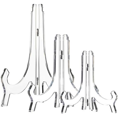 HESTYA Clear Acrylic Easels Plate Stands Holders to Display Pictures or Other Items for Display Decoration