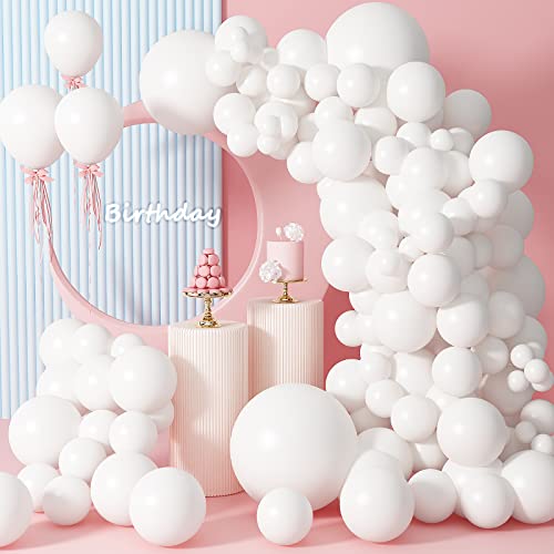 WXX 95pcs White Balloons Different Sizes 18 12 10 5 Inch for Garland Arch,Premium Party Latex Balloons for Birthday Party Graduation Wedding Anniversary Baby Shower Party Decoration