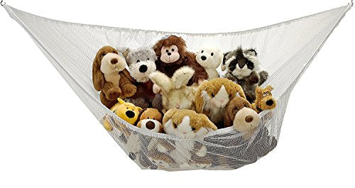 Handy Laundry Jumbo Toy Hammock, White, Organize Stuffed Animals & Children's Toys with This Mesh Hammock, Great Decor, Neatly Organizing Kid's Toys and Stuffed Animals, Expands to 5.5 feet, (2-Pack)