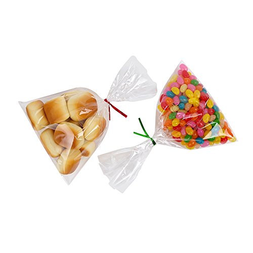 200 Treat Bags with 200 4" Twist Ties 6 Mix Colors - 1.4mils Thickness OPP Plastic Bags (4'' x 6'')