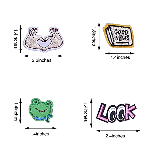 J.CARP 70Pcs Random Assorted Embroidered Iron on Patches, Cute Sewing Applique for Jackets, Hats, Backpacks, Jeans, DIY Accessories