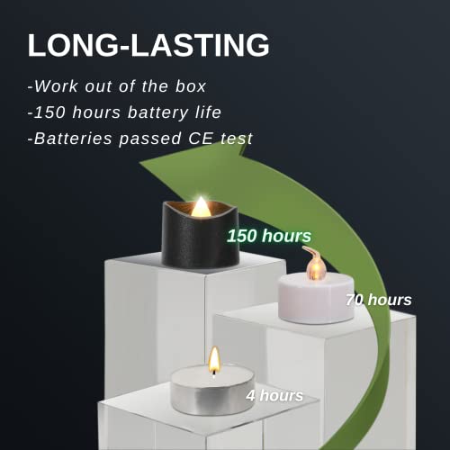 Homemory 24-Pack Black Tea Lights Candles Battery Operated, Halloween Candle Tea Lights, Flameless Flickering Black Candles, Ideal for Holiday Decor, Theme Party, Dia 1-2/5" x H 1-1/4''