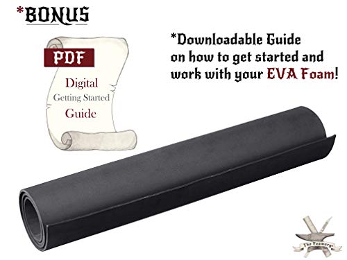 EVA Foam Cosplay - 5mm (1mm to 10mm) - Black or White - 14" x 39" Sheet - Ultra High Density Craft Foam 85 kg/m3 - by The Foamory