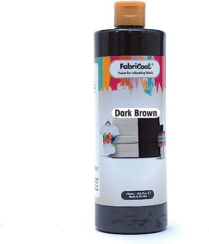 FabriCoat Dark Fabric Paint - Used for Restoring or Changing the Color of Couches, Chairs, Upholstery, Soft Furnishings, Car Interiors, Clothing, & Footwear (8.5 oz / 250ml, Dark Brown)