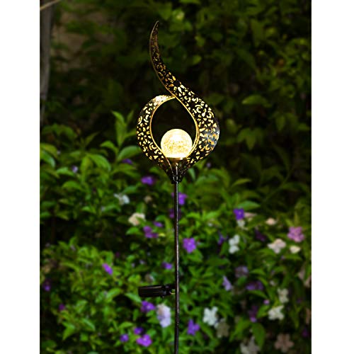 HOMEIMPRO Outdoor Solar Lights Garden Stake Lights, Crackle Glass Globe,Waterproof LED Christmas Gift Fairy Lights for Pathway,Lawn,Patio or Courtyard (Bronze)