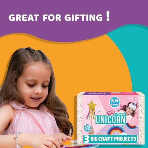 jackinthebox Unicorn Craft kit for 3 to 5 Year olds | 3 Craft Projects | Great Gift for Girls Ages 3,4,5 Years
