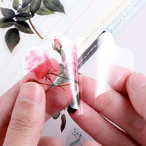 80 Pieces Natural Vintage Flower Stickers for Scrapbooking, Self-Adhesive Scrapbooking Stickers Supplies Journal for Adult Card Making Letters DIY (Style D)