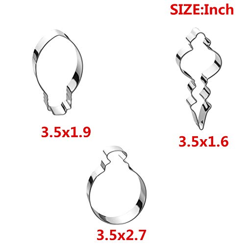 Christmas Ornament Cookie Cutter Set -6 Pieces In Assorted Designs - Stainless Steel