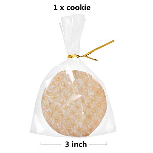 200 Treat Bags with 200 4" Twist Ties 6 Mix Colors - 1.4mils Thickness OPP Plastic Bags (4'' x 6'')