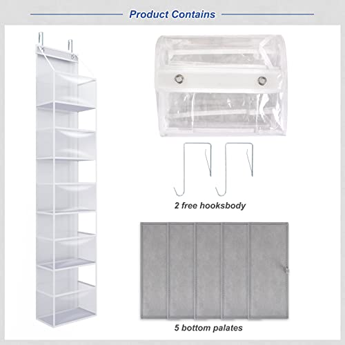 Fixwal 5-Shelf Over The Door Hanging Pantry Organizer, Room Organizer with Clear Plastic Pockets, 25lb Ultra Sturdy & Large Capacity Door Organizer for Closet, Bedroom, Nursery, Bathroom and Sundries
