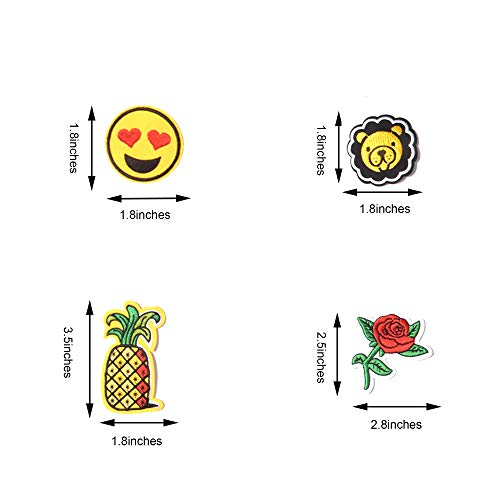 AXEN 60PCS Embroidered Iron On Patches DIY Accessories, Random Assorted Decorative Patches, Cute Sewing Applique for Jackets, Hats, Backpacks, Jeans, 60 Pieces Package