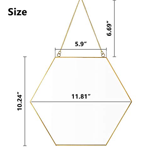 Dahey Gold Hexagon Mirror Wall Decor Small Decorative Mirror Hanging Mirrors for Wall Home Bathroom Bedroom Living Room, 11.81"X10.24", Small, Gold