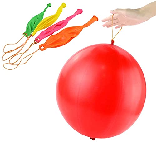 RUBFAC 36 Punch Balloons Punching Balloon Heavy Duty Party Favors For Kids, Bouncy Balls with Rubber Band Handle for Birthday Party, Goodie Bag
