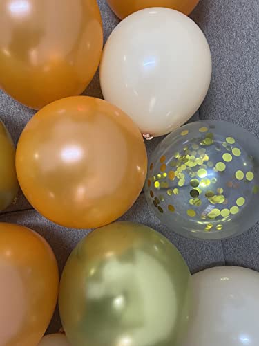 Orange Gold Nude Balloons – Metallic Orange Cream Gold Balloons for Birthday Harvest Graduation Anniversary Party Decorations (Orange + gold)
