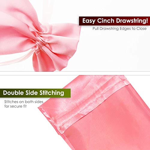 Knitial 3" x 4" Satin Pink Gift Bags, Jewelry Bags, Wedding Favor Drawstring Bags Baby Shower Christmas Gift Bags 50 per Pack