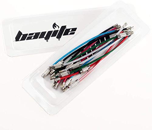 bayite Key Rings Stainless Steel Wire Keychains Cable Heavy Duty Luggage Tags Loops Tag Keepers 2mm Twist Barrel Pack of 12 (Cable length: 6 inches)