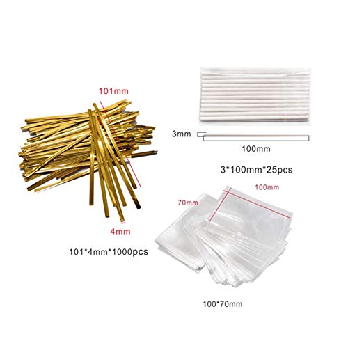 AKINGSHOP 12 Capacity Silicone Lollipop Molds,Chocolate Hard Candy Mold with 50pcs 4 inch Lollypop sucker sticks,Candy Treat Bags,gold ties. (Round pink)